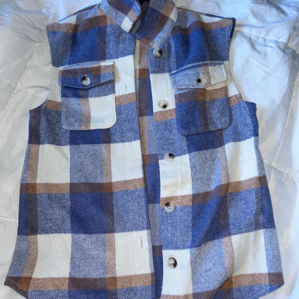 Simple Blue and Brown Plaid Vest